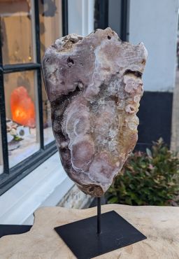 Prachtige Roze Amethist sculpture large extra kwaliteit op standaard